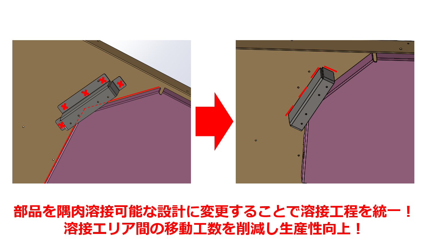 溶接エリア間の移動工数を削減し生産性向上！